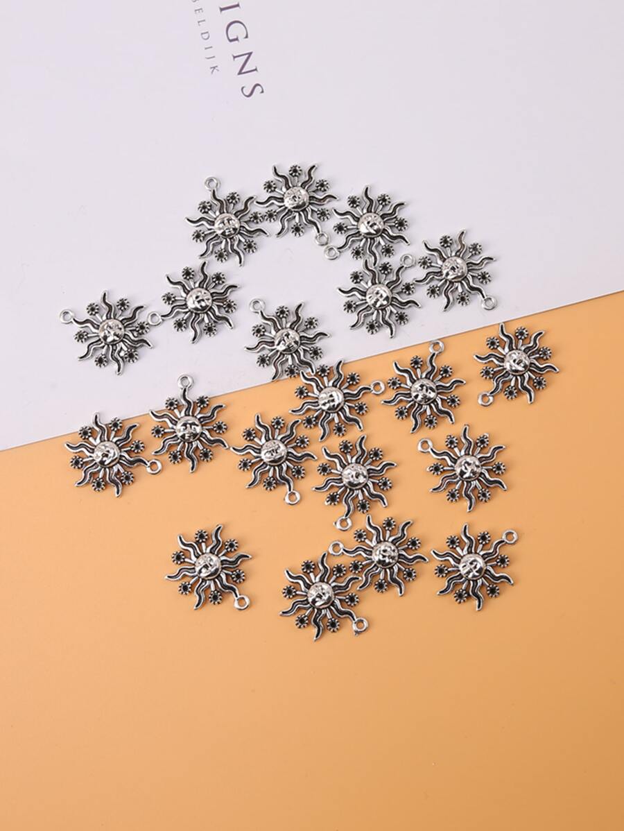 20入組/套太陽DIY吊墜 - Ancient Silver - 查看 1
