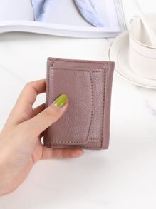 新款女士迷你钱包，短款按扣钱包，大容量零钱包，三折钱包，便携式现金钱包，适合白领女性、大学生、商务人士、办公室人士、周年纪念日、情侣、情人节礼物，亮粉色钱包 - 藕粉色 - 查看 4