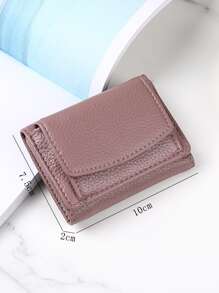 新款女士迷你钱包，短款按扣钱包，大容量零钱包，三折钱包，便携式现金钱包，适合白领女性、大学生、商务人士、办公室人士、周年纪念日、情侣、情人节礼物，亮粉色钱包 - 藕粉色 - 查看 3