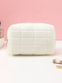 1pc White Plaid Plush Large Capacity Portable Makeup Bag For Women Girls Storage Makeup Organizer Makeup Case Bag, Room Decor, Bags, Makeup Bag, Vanity, Travel, Make Up Bag, Travel Essentials, Organizer, Storage, Travel Essential, Makeup Organizer, Makeup Bags, Toiletry Bag, Desk Organiser, Cosmetic Bag, Makeup Pouch, Make Up Organizer, Vanity Accessories, Make Up Pouch, Make Up Bags,Makeup Bag,Make Up Bag,Makeup Bags,Cosmetic Bag,Makeup Organiser,Travel,Makeup Pouch,Bag,Vanity,Make Up Pouch,Travel Essentials,Pouch Bag,Make Up Bags,Bags,Travel Essential,Vanity Accessories,Small Makeup Bag,Makeup Pouch,Cosmetic Bag,Travel Essential,Large Capacity,Large Makeup Bag,Christmas Gifts,Pouch,Travel,Gifts For Women Travel Essential,Pouch,Clutch / Small Handbag, Makeup Organizer,Makeup Organize,Pouch,Brush Holder,Mini Pouch,Large Capacity Pouch - White - View 3