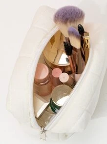 1pc White Plaid Plush Large Capacity Portable Makeup Bag For Women Girls Storage Makeup Organizer Makeup Case Bag, Room Decor, Bags, Makeup Bag, Vanity, Travel, Make Up Bag, Travel Essentials, Organizer, Storage, Travel Essential, Makeup Organizer, Makeup Bags, Toiletry Bag, Desk Organiser, Cosmetic Bag, Makeup Pouch, Make Up Organizer, Vanity Accessories, Make Up Pouch, Make Up Bags,Makeup Bag,Make Up Bag,Makeup Bags,Cosmetic Bag,Makeup Organiser,Travel,Makeup Pouch,Bag,Vanity,Make Up Pouch,Travel Essentials,Pouch Bag,Make Up Bags,Bags,Travel Essential,Vanity Accessories,Small Makeup Bag,Makeup Pouch,Cosmetic Bag,Travel Essential,Large Capacity,Large Makeup Bag,Christmas Gifts,Pouch,Travel,Gifts For Women Travel Essential,Pouch,Clutch / Small Handbag, Makeup Organizer,Makeup Organize,Pouch,Brush Holder,Mini Pouch,Large Capacity Pouch - White - View 2