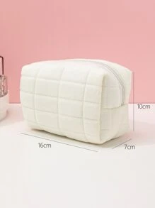 1pc White Plaid Plush Large Capacity Portable Makeup Bag For Women Girls Storage Makeup Organizer Makeup Case Bag, Room Decor, Bags, Makeup Bag, Vanity, Travel, Make Up Bag, Travel Essentials, Organizer, Storage, Travel Essential, Makeup Organizer, Makeup Bags, Toiletry Bag, Desk Organiser, Cosmetic Bag, Makeup Pouch, Make Up Organizer, Vanity Accessories, Make Up Pouch, Make Up Bags,Makeup Bag,Make Up Bag,Makeup Bags,Cosmetic Bag,Makeup Organiser,Travel,Makeup Pouch,Bag,Vanity,Make Up Pouch,Travel Essentials,Pouch Bag,Make Up Bags,Bags,Travel Essential,Vanity Accessories,Small Makeup Bag,Makeup Pouch,Cosmetic Bag,Travel Essential,Large Capacity,Large Makeup Bag,Christmas Gifts,Pouch,Travel,Gifts For Women Travel Essential,Pouch,Clutch / Small Handbag, Makeup Organizer,Makeup Organize,Pouch,Brush Holder,Mini Pouch,Large Capacity Pouch - White - View 4