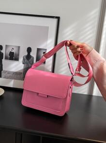 迷你螢光紅翻蓋方包粉色 - 粉色 - 查看 1