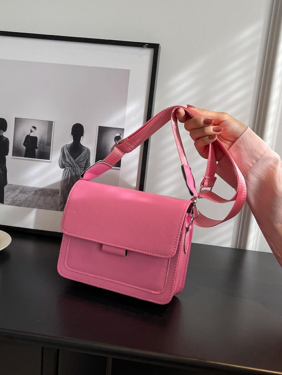 迷你螢光紅翻蓋方包粉色 - 粉色 - 查看 1