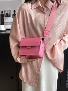 迷你螢光紅翻蓋方包粉色 - 粉色 - 查看 2