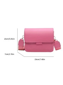 迷你螢光紅翻蓋方包粉色 - 粉色 - 查看 3