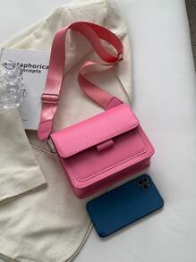 迷你螢光紅翻蓋方包粉色 - 粉色 - 查看 4