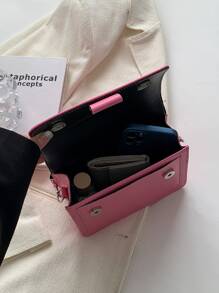 迷你螢光紅翻蓋方包粉色 - 粉色 - 查看 5