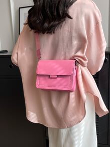 迷你螢光紅翻蓋方包粉色 - 粉色 - 查看 7