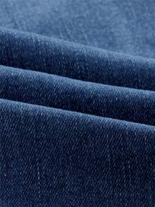 SHEIN Essnce 高腰破洞卷邊緊身牛仔褲 - 深色水洗藍 - 查看 11