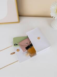 迷你蜥蜴壓花流蘇裝飾翻蓋鏈條方包 - 白色 - 查看 6