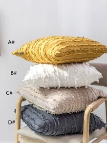 1pc Ruffle Decor Cushion Cover, Solid Throw Pillow Cover, Pillow Insert Not Include, For Sofa, Living Room - Multicolor - View 1