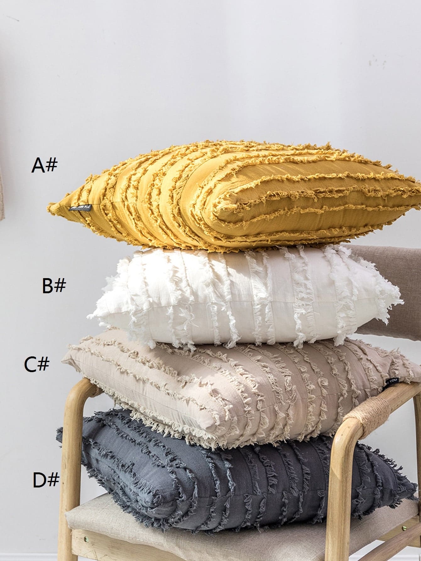 1pc Ruffle Decor Cushion Cover, Solid Throw Pillow Cover, Pillow Insert Not Include, For Sofa, Living Room - Multicolor - View 1