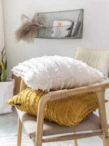 1pc Ruffle Decor Cushion Cover, Solid Throw Pillow Cover, Pillow Insert Not Include, For Sofa, Living Room - Multicolor - View 2
