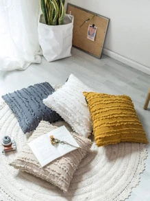 1pc Ruffle Decor Cushion Cover, Solid Throw Pillow Cover, Pillow Insert Not Include, For Sofa, Living Room - Multicolor - View 5