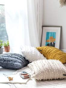 1pc Ruffle Decor Cushion Cover, Solid Throw Pillow Cover, Pillow Insert Not Include, For Sofa, Living Room - Multicolor - View 6