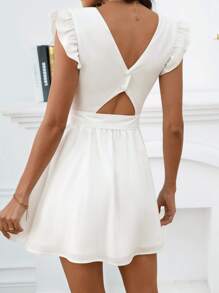 SHEIN Frenchy Vestido con abertura trasera ribete con fruncido - Blanco - Ver 1