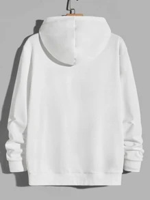 Manfinity Hombres Capucha con estampado de letra con cordón - Blanco - Ver 2