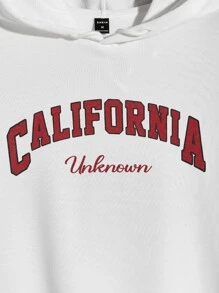 Manfinity Hombres Capucha con estampado de letra con cordón - Blanco - Ver 3