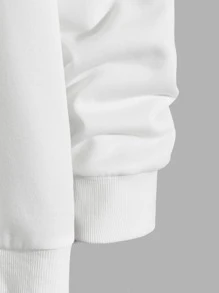 Manfinity Hombres Capucha con estampado de letra con cordón - Blanco - Ver 4