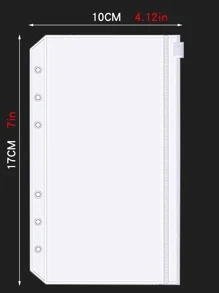 8pcs/Set A6/A7 PVC Transparent 6-Hole Zipper Bag, Or 2 Sets Of A6 Transparent 6-Hole Zipper Bag,Back To School,School Supplies - Clear - View 5