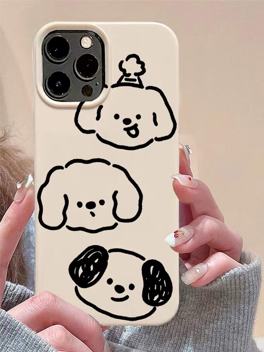 Cartoon Dog Pattern Phone Case - White - View 1