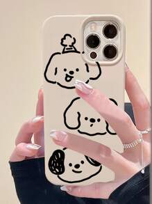 Cartoon Dog Pattern Phone Case - White - View 2