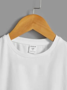 SHEIN Tops con trai lớn Đồ họa Slogan Giải trí - trắng - Xem 5