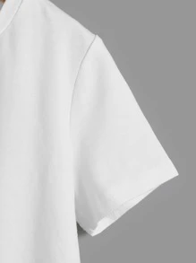 SHEIN Tops con trai lớn Đồ họa Slogan Giải trí - trắng - Xem 4