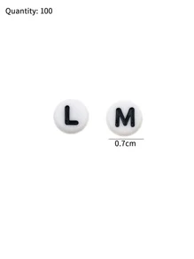 1套100顆圓形字母珠用於DIY手鍊、項鍊和鑰匙扣製作 - 白色 - 查看 4