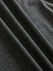 SHEIN LUNE Camiseta con estampado tropical con letra - Gris Oscuro - Ver 4