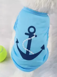 1入組船錨圖案寵物背心 - 彩色 - 查看 1