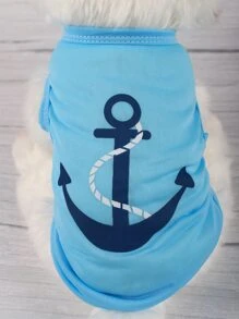 1入組船錨圖案寵物背心 - 彩色 - 查看 2