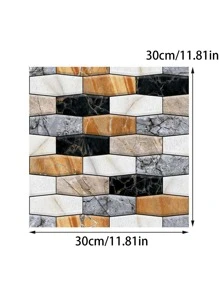 1pc PVC 3D Wall Panel, Brick Pattern Waterproof Self Adhesive 3D Wall Covering For Bathroom - Multicolor - View 2