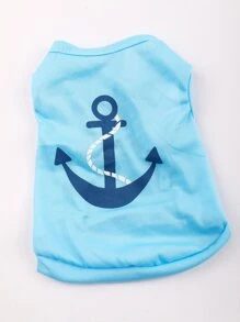 1入組船錨圖案寵物背心 - 彩色 - 查看 3