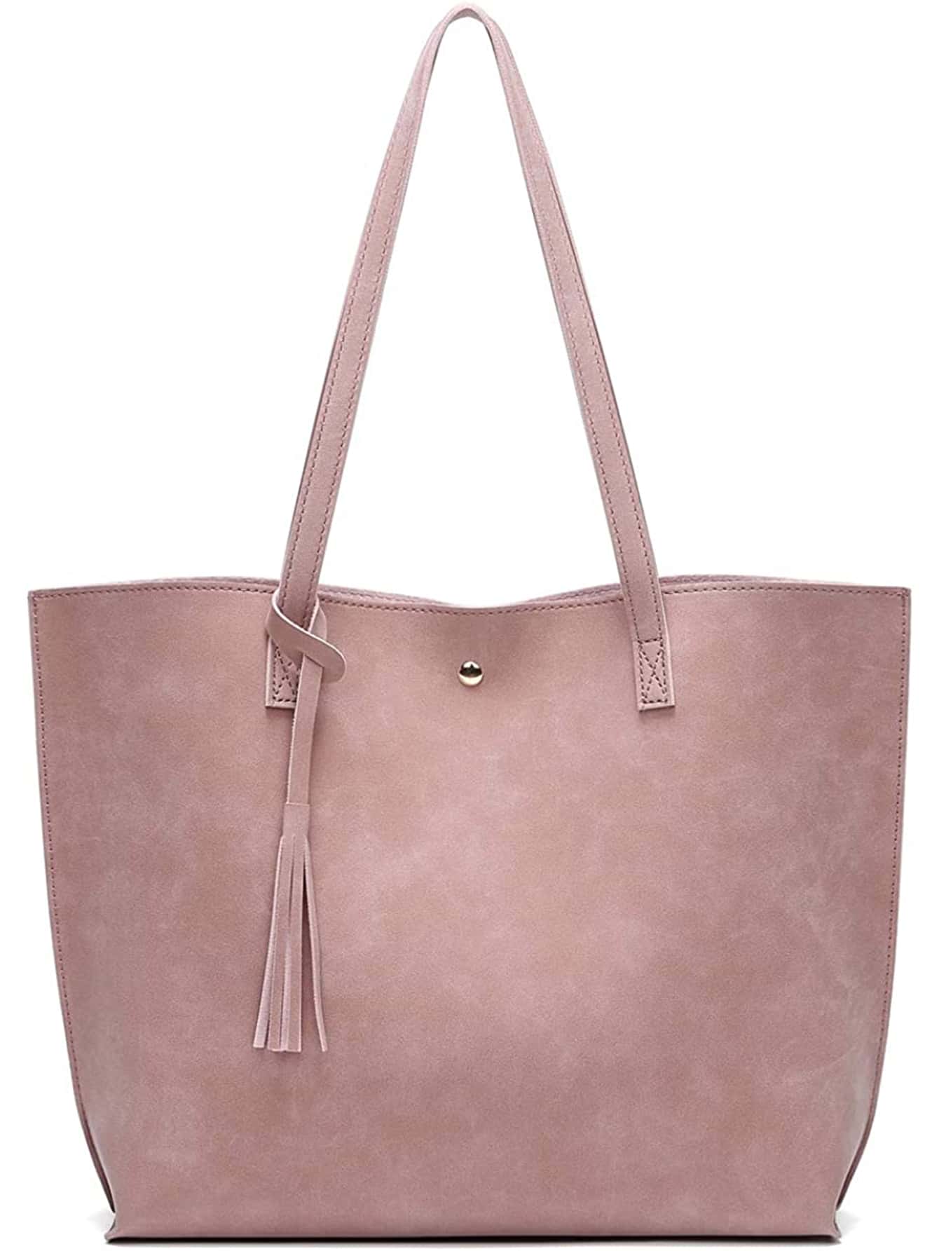 Tassel Decor Shoulder Tote Bag, Mother's Day Gift For Mom - Pink - View 1