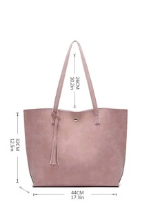 Tassel Decor Shoulder Tote Bag, Mother's Day Gift For Mom - Pink - View 7