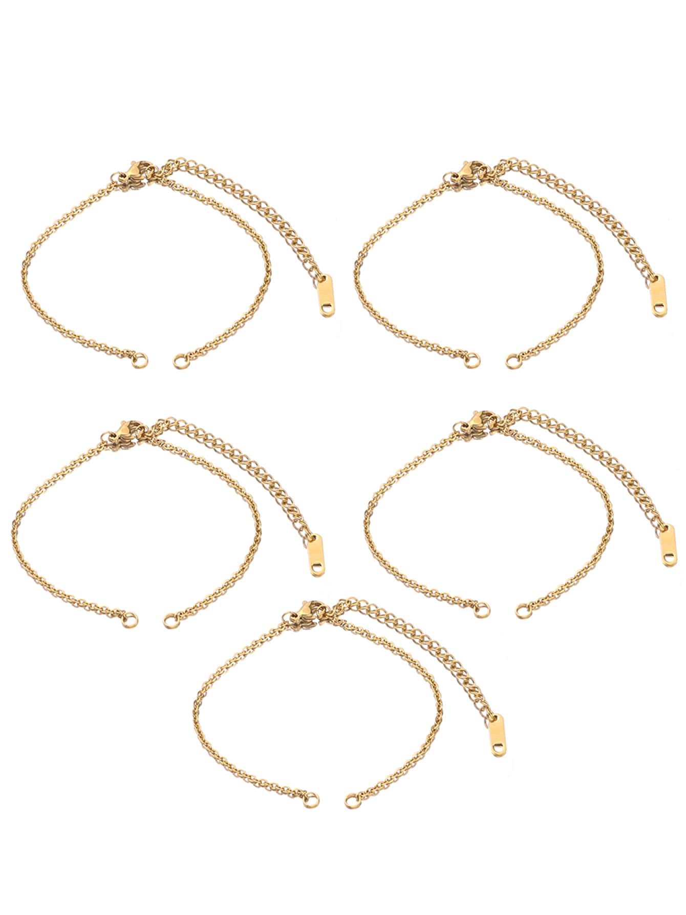 5pcs Stainless Steel Chain Adjustable Bracelet DIY Bracelet Jewelry Accessories