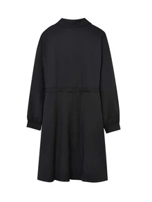 素色腰部抽繩襯衫洋裝