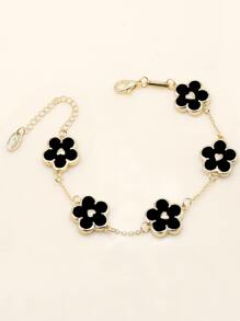 Pulsera con diseño de flor - Negro - Ver 1