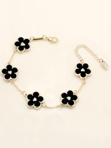 Pulsera con diseño de flor - Negro - Ver 2