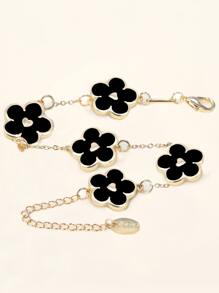 Pulsera con diseño de flor - Negro - Ver 3