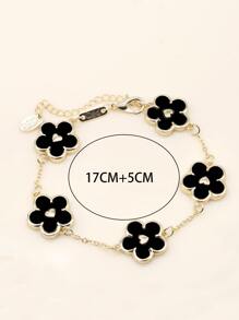 Pulsera con diseño de flor - Negro - Ver 4
