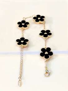 Pulsera con diseño de flor - Negro - Ver 5