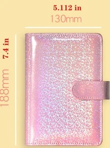 1set Glitter Binder Cover With Binder Pocket & Sticker - Pink - View 3