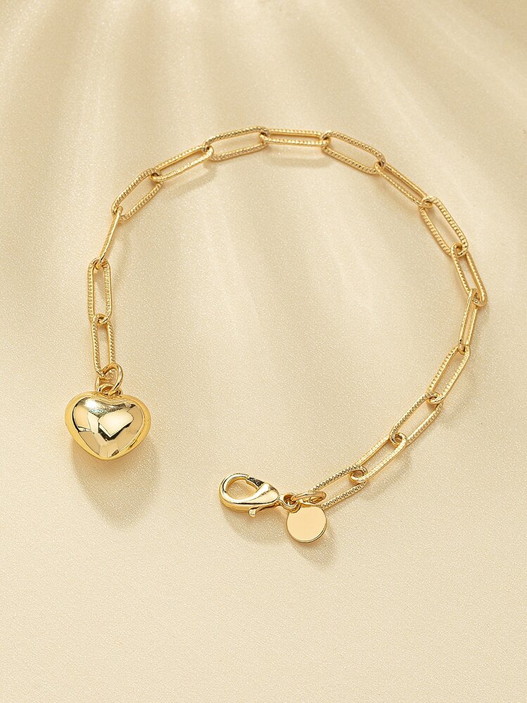 Heart Charm Bracelet - Yellow Gold - View 2