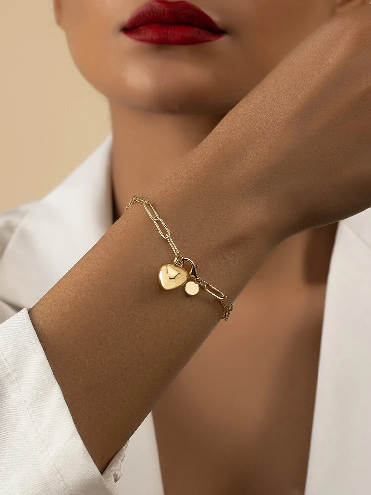 Heart Charm Bracelet - Yellow Gold - View 3