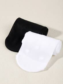 2pairs Baby Solid Tights - Black and White - View 3