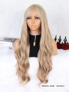 Long Body Wave Synthetic Wig With Bangs - Gold - View 2
