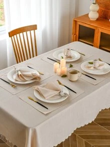 1 Khăn Trải Bàn Màu Be, Tối Giản Polyester Sò Viền Trang Trí Bàn Cho Bàn Ăn - Nhiều màu - Xem 5